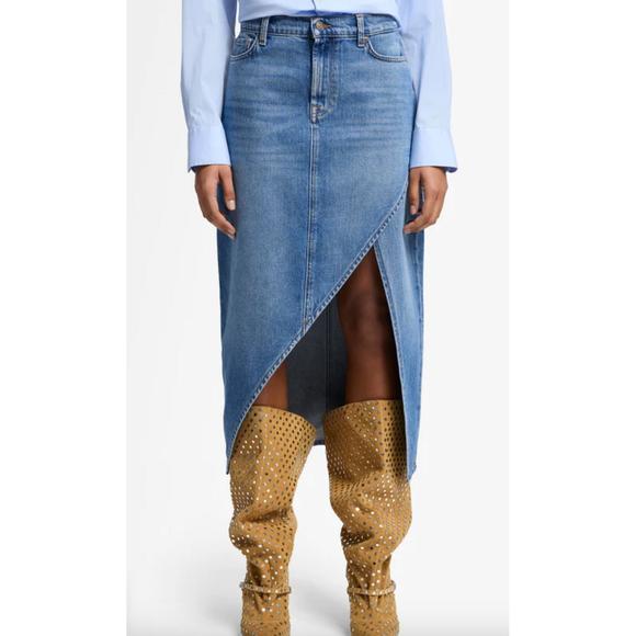 NEW 7 FOR ALL MANKIND libby denim skirt in weekend